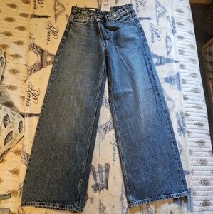 High-Waist Crossover Waist Wide Leg Jean by Zara